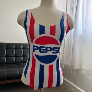 NWOT - PEPSI BODYSUIT - BATHING SUIT - M - Blue White Red